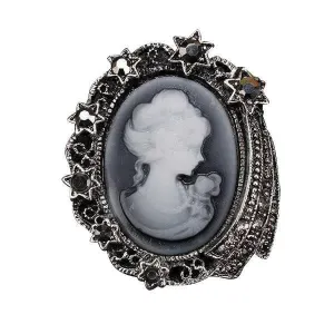 19 Designs, Crystal Rhinestones Cameo Vintage Brooch Pins, Antique Gold / Silver Colors