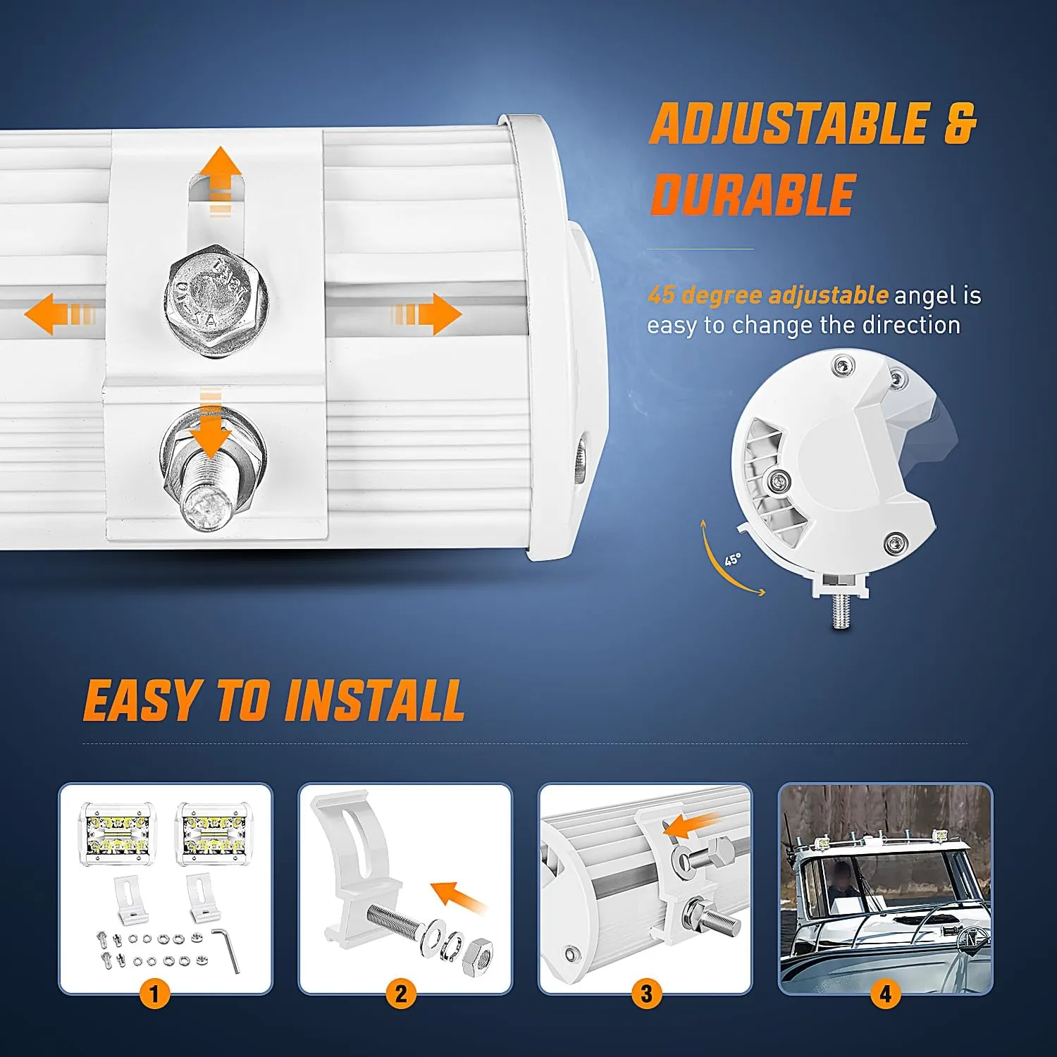 4 Inch 60W Spot Flood Combo White Case Led Work Lights (Pair)