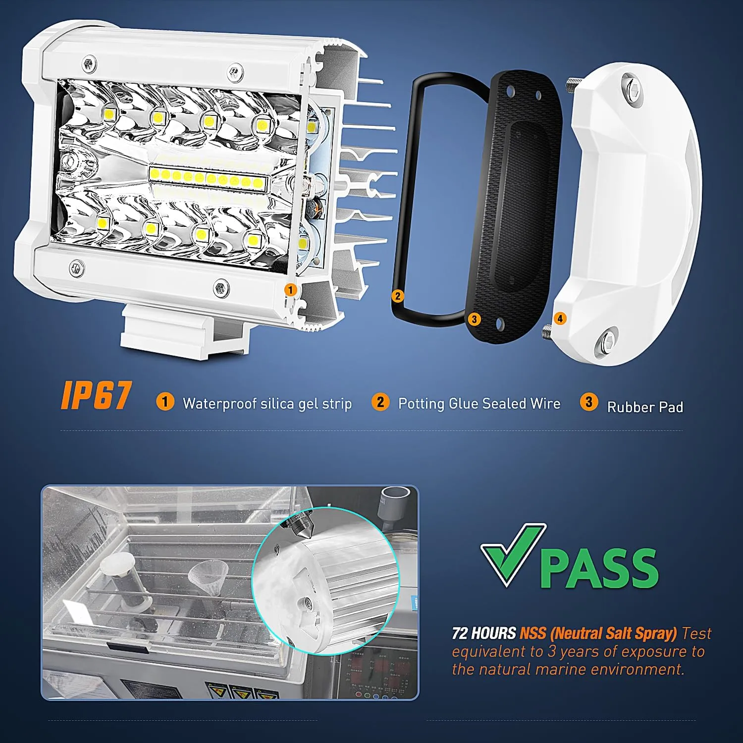 4 Inch 60W Spot Flood Combo White Case Led Work Lights (Pair)