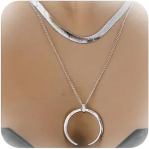 Aonklot Layered Gold Necklaces for Women Stacked Herringbone Paperclip Layered Chains Necklace Gold Snake Choker Necklaces Jewelry for Women