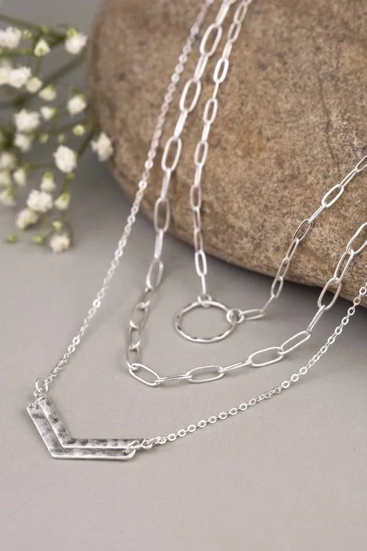 Can You Feel It Layered Silver Metal Necklace