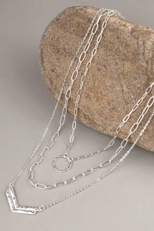 Can You Feel It Layered Silver Metal Necklace