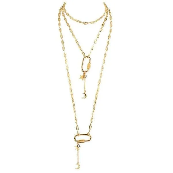 Carabiner Layered Chain Necklaces