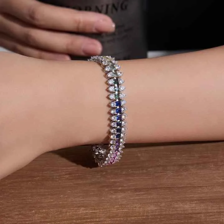 Cubic Zirconia Trendy Alloy Chain Link-أساور نسائية عصرية