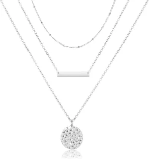 Frodete Dainty Silver Layered Choker Necklaces for Teen Girls Simple Layering Bar Coin Y Chunky Stacked Pendant Necklace for Women Teen Girls
