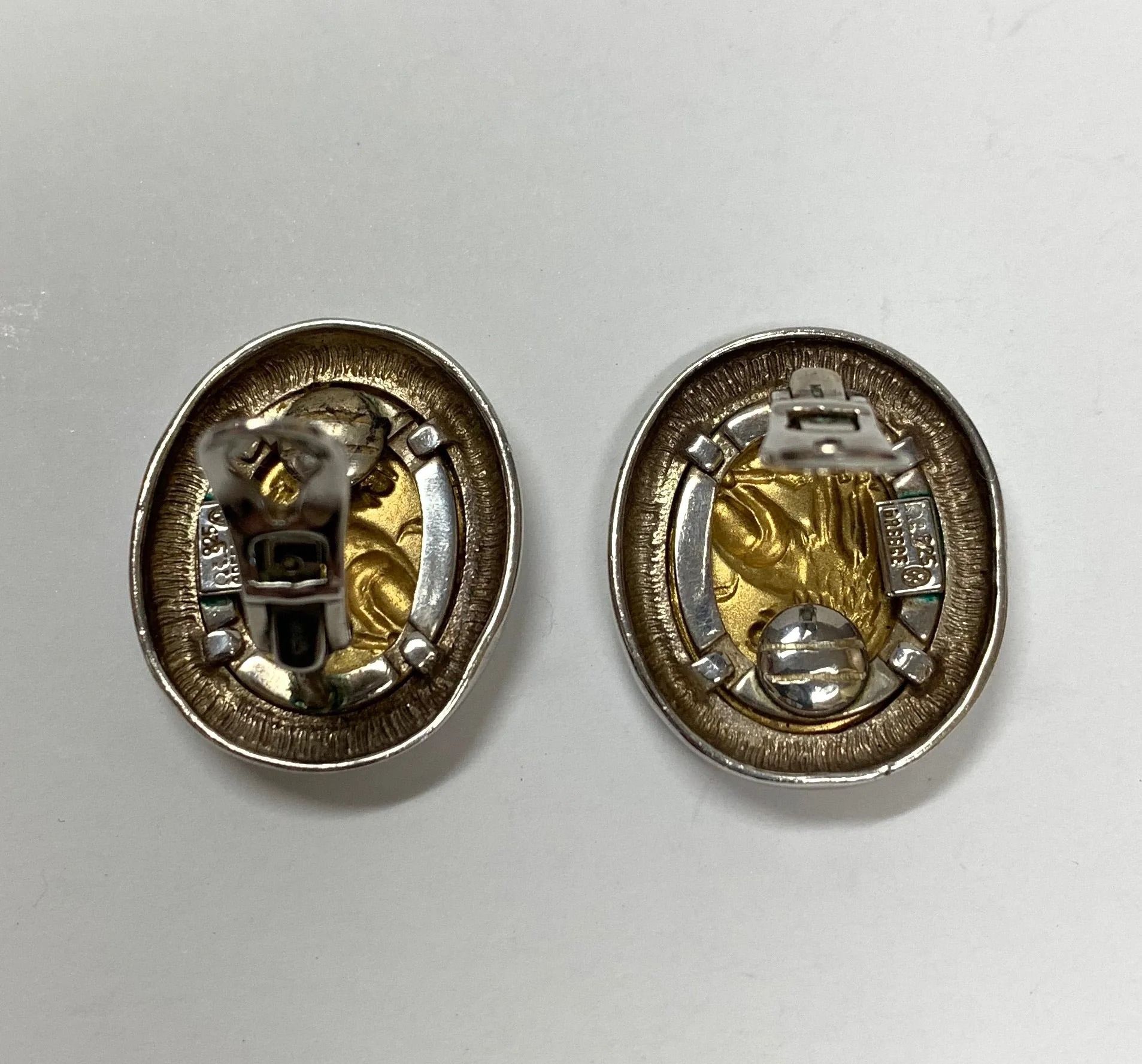 ILIAS LALAOUNIS 18K GOLD/SILVER CLIP ON EARRINGS