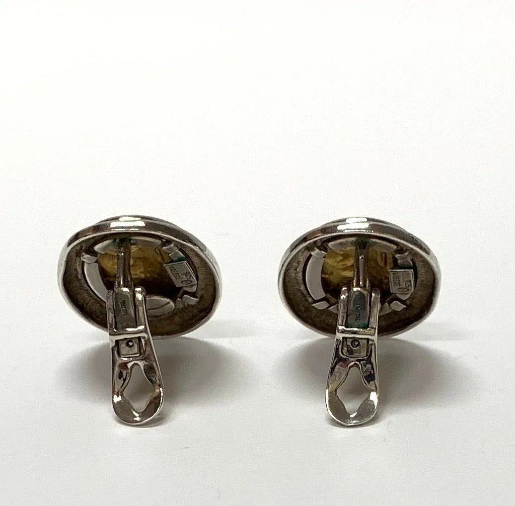 ILIAS LALAOUNIS 18K GOLD/SILVER CLIP ON EARRINGS