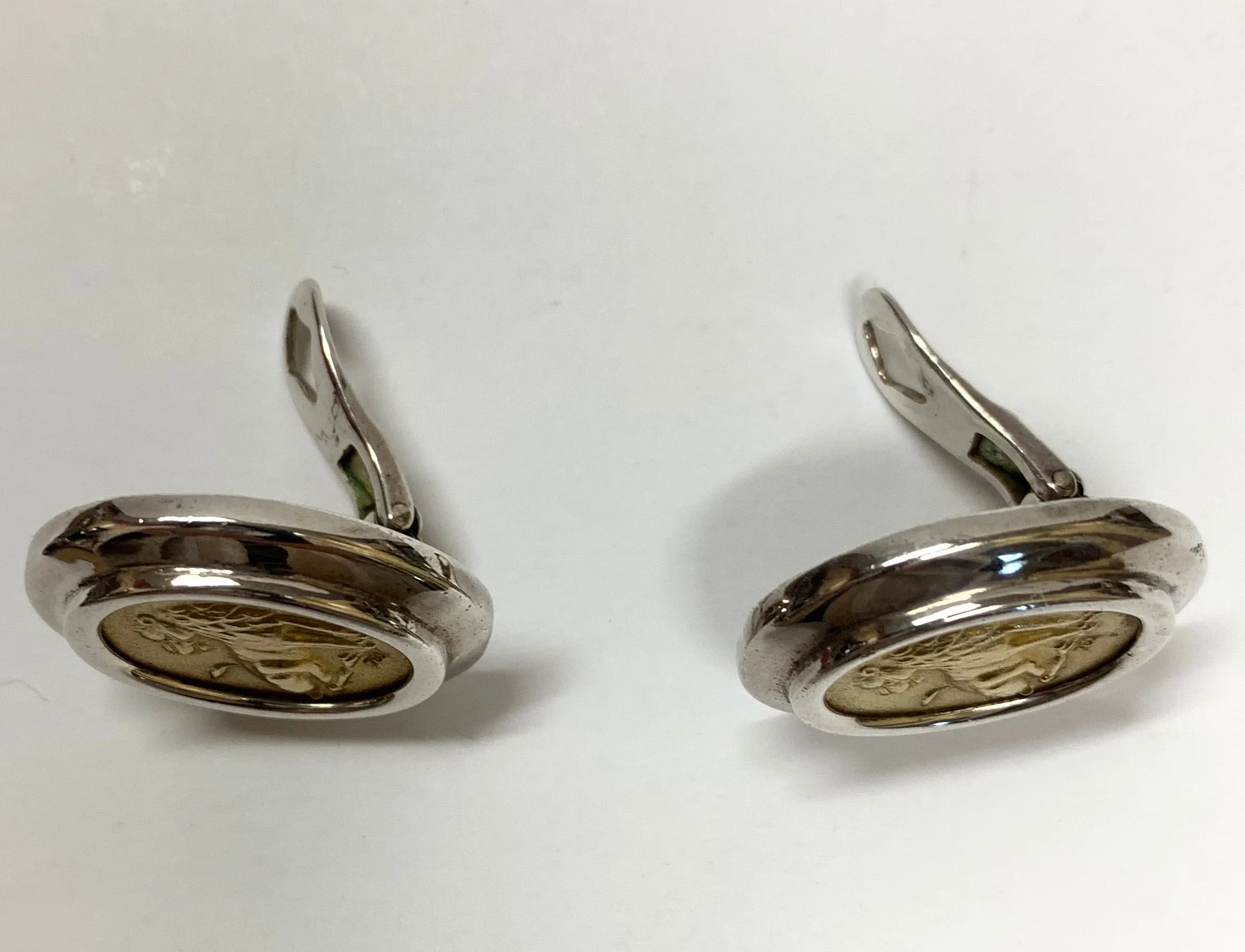 ILIAS LALAOUNIS 18K GOLD/SILVER CLIP ON EARRINGS