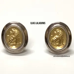 ILIAS LALAOUNIS 18K GOLD/SILVER CLIP ON EARRINGS