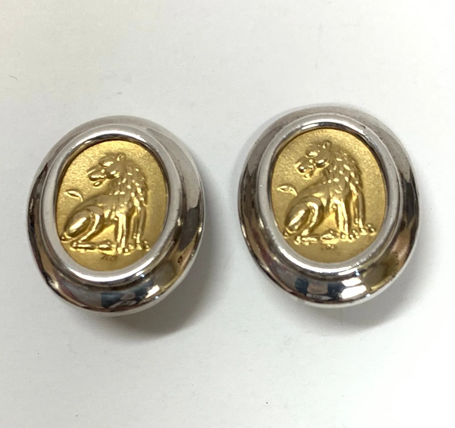 ILIAS LALAOUNIS 18K GOLD/SILVER CLIP ON EARRINGS