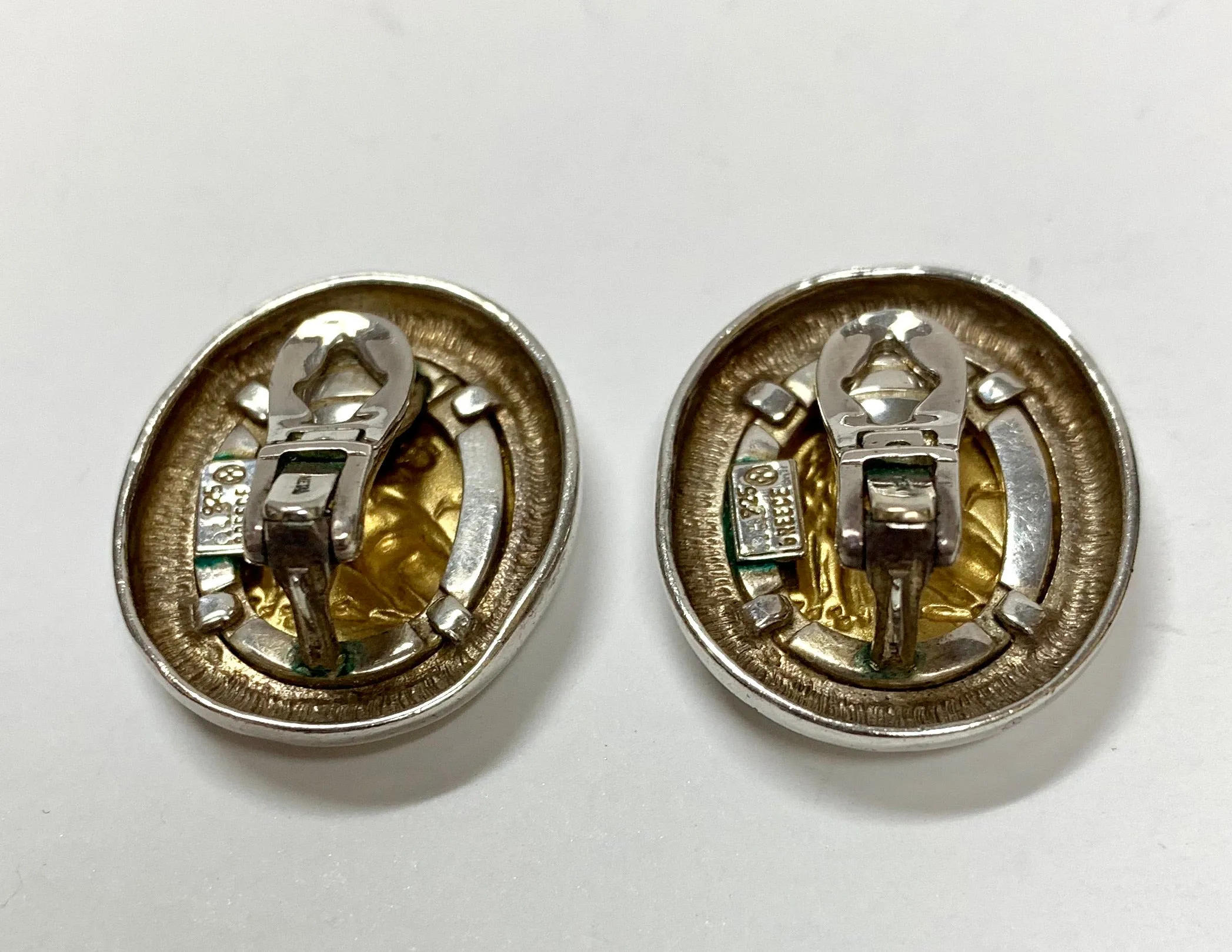 ILIAS LALAOUNIS 18K GOLD/SILVER CLIP ON EARRINGS