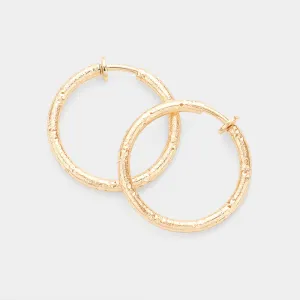 iLLASPARKZ 1.25 Inch Textured Metal Hoop Clip On Earrings