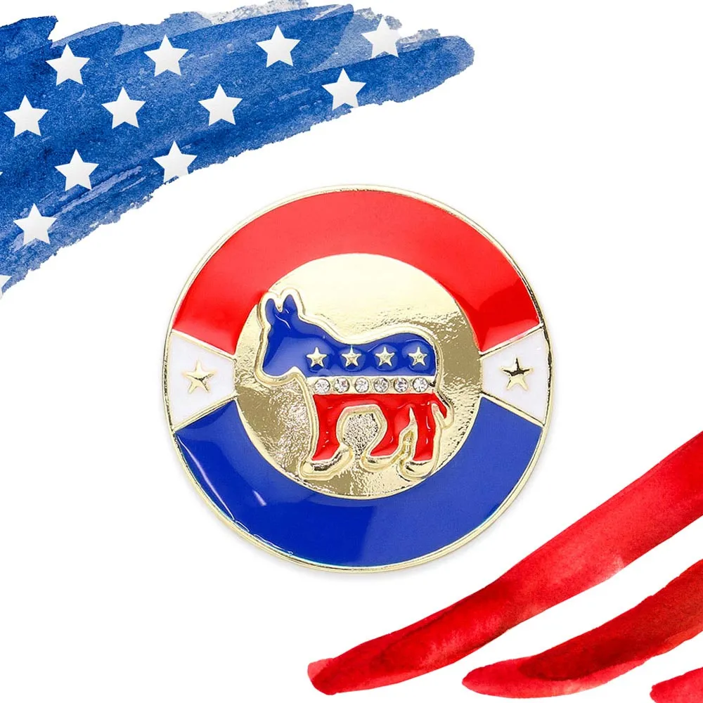 iLLASPARKZ Enamel Democrats Donkey Round Pin Brooch