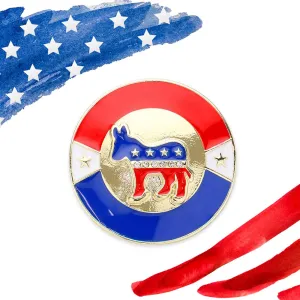 iLLASPARKZ Enamel Democrats Donkey Round Pin Brooch