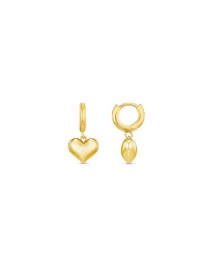 ORELIA - Gold Domed Heart Charm Huggies