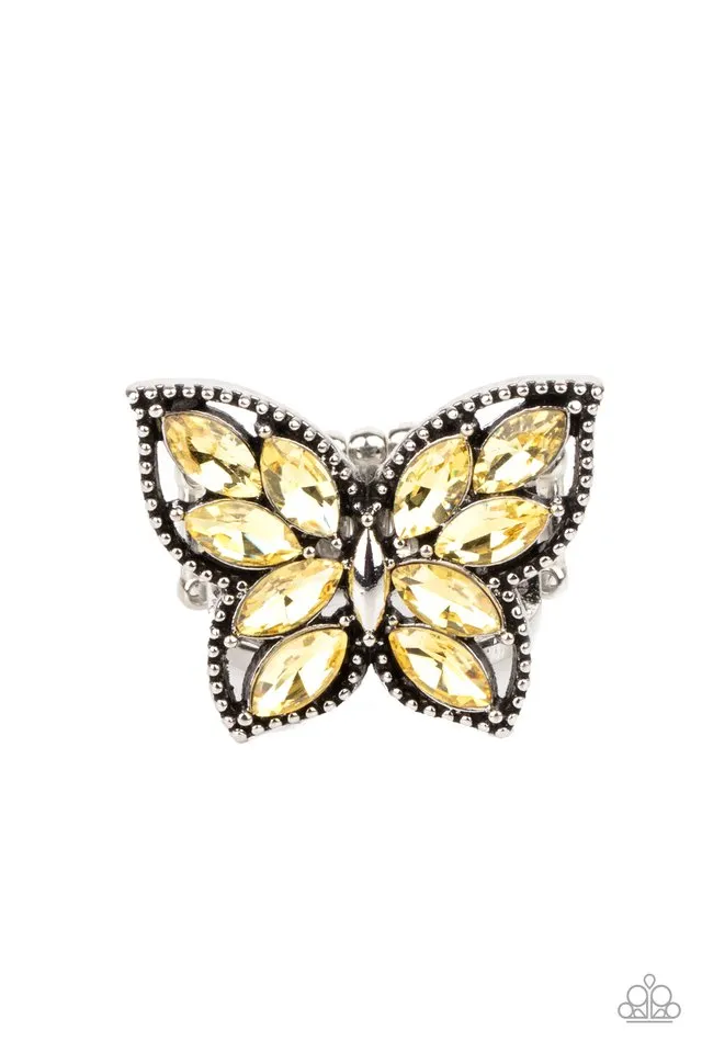 Paparazzi Ring ~ Fluttering Fashionista - Yellow