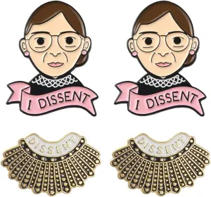 RBG Pins Ruth Bader Ginsburg Pins I Dissent Pins RBG Dissent Collar Feminism Pins Women'S Rights Judge Badge Pins 4 pcs