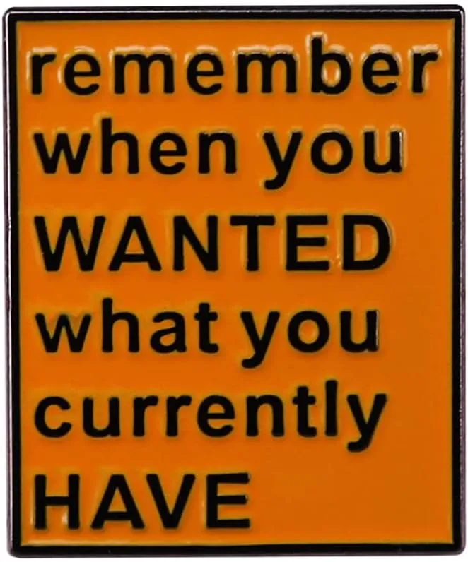 Remember When You Wanted What You Currently Have Enamel Pin Badge Brooch Lapel Pin for Bag Hat Letter Saying Badge Jewelry Gift Kids Girl Boys Women