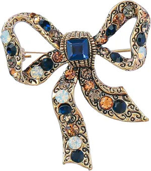 Retro Bow Knot Brooch Pin for Women Girls Rhinestone Cubic Zirconia Ribbon Pins Clip Lapel Collar Sweater Scarves Dress Jackets Backpacks Corsage Brooches Pins Fashion Jewelry Gifts Birthday
